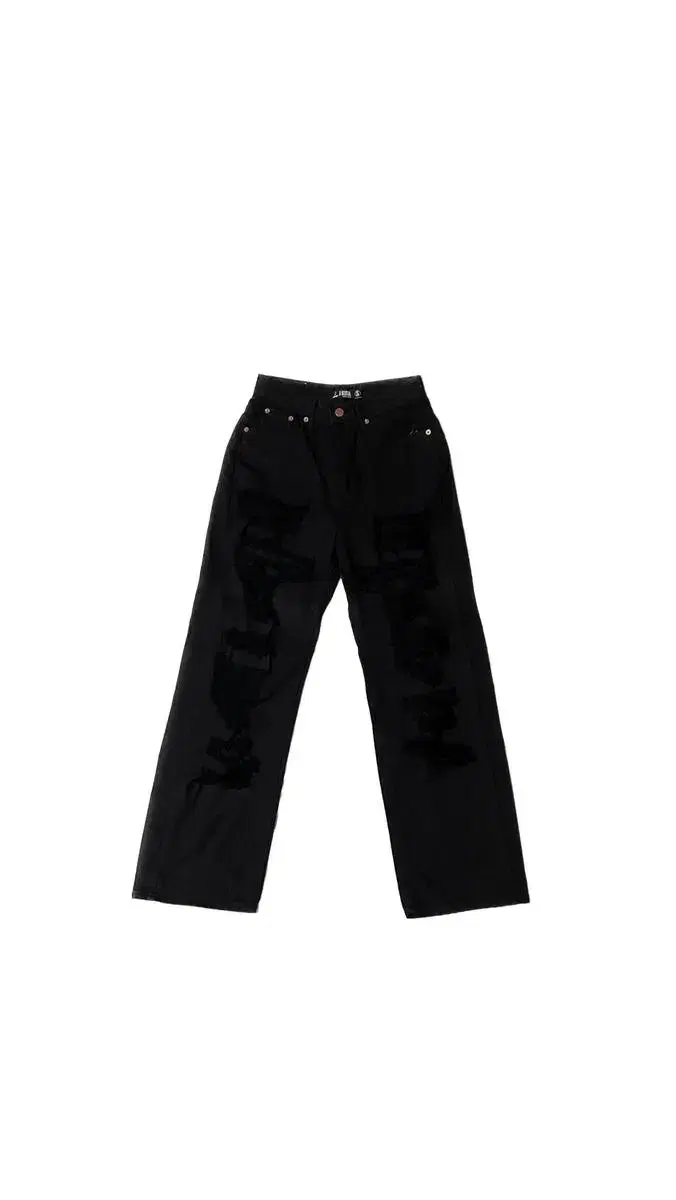 black damage cotton pants